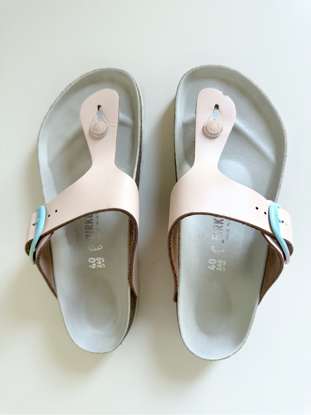Birkenstock Gizeh Big Buckle Ombre Light Rose Leather Thong Sandals 40 260 9/9.5 - Picture 12 of 15